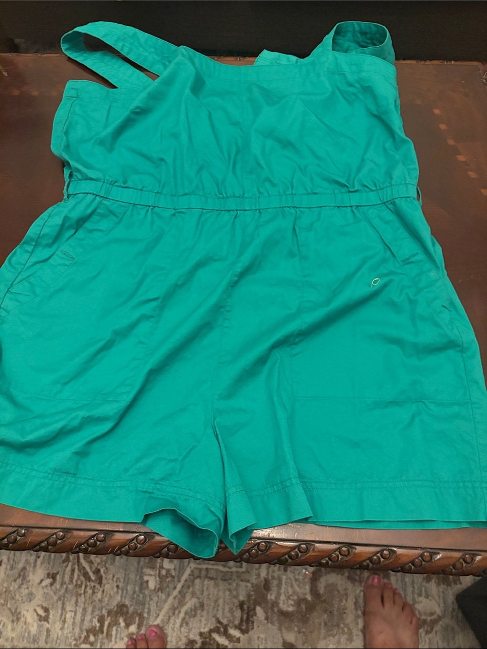 Casual Teal Green Sleeveless Bermuda Shorts Romper